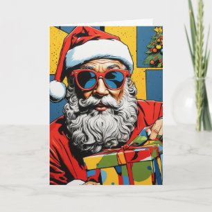Pop Art Santa Card Custom Collage Christmas