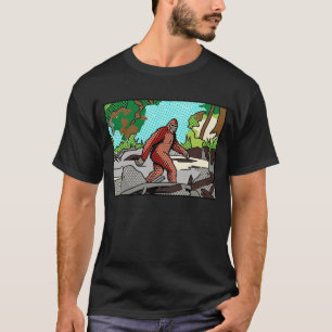 Pop Art Sasquatch Forest Comic Panel Graphic T-Shirt