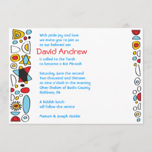POP ART SCRIBBLY Bar Mitzvah Invitation