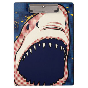 Pop Art Shark Jaw Halftone Comic Panel Clipboard