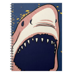 Pop Art Shark Jaw Halftone Comic Panel Notebook