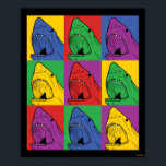 Pop Art Shark Poster<br><div class="desc">"Pop Art Shark" art graphic designed by bCreative shows an iconic shark head in a nine panel pop art piece! This makes a great gift for family, friends, or a treat for yourself! This funny graphic is a great addition to anyone's style. bCreative is a leading creator and licensor of...</div>
