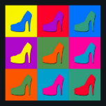 Pop art shoes poster<br><div class="desc">Illustration of high-heel shoes on colorful tiled background</div>