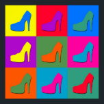 Pop art shoes poster<br><div class="desc">Illustration of high-heel shoes on colorful tiled background</div>