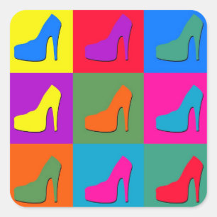 Pop art shoes square sticker