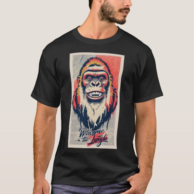 Pop Art Silkscreen Gorilla With Neon Colours T-Shirt (Front)