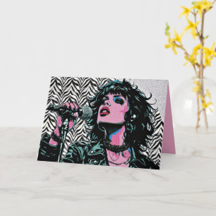 Pop Art Singer Halftone Punk Rocker Music Lovers Card