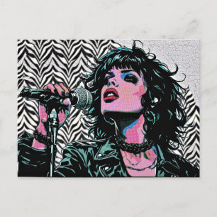 Pop Art Singer Halftone Punk Rocker Music Lovers Postcard