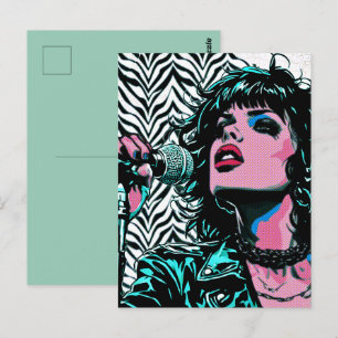 Pop Art Singer Teal Pink Musicians Music Lovers Postcard