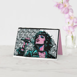 Pop Art Singer Teal Pink Punk Rocker Music Lovers Card