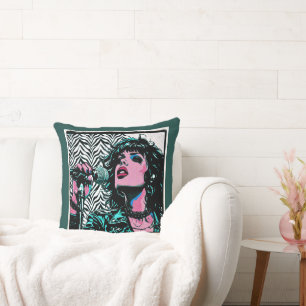 Pop Art Singer Teal Pink Punk Rocker Music Lovers Cushion