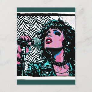 Pop Art Singer Teal Pink Punk Rocker Music Lovers Postcard