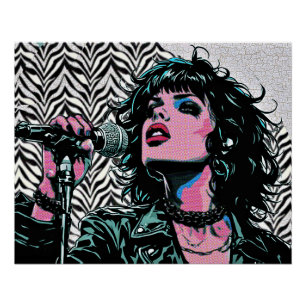 Pop Art Singer Teal Pink Punk Rocker Music Lovers Poster