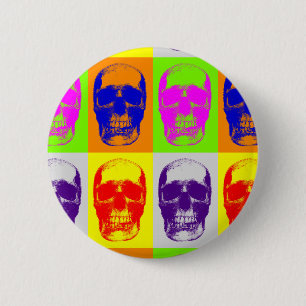 Pop Art Skull 6 Cm Round Badge