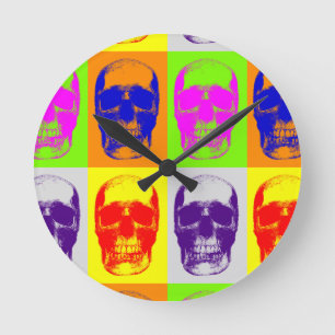 Pop Art Skull Round Clock