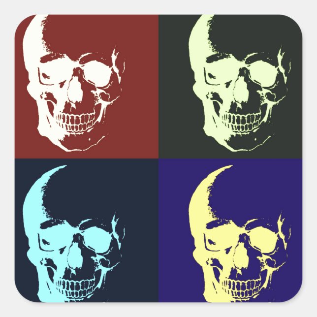 Pop Art Skull Square Sticker (Front)