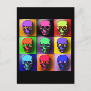 Pop Art Skulls Halloween Design Postcard