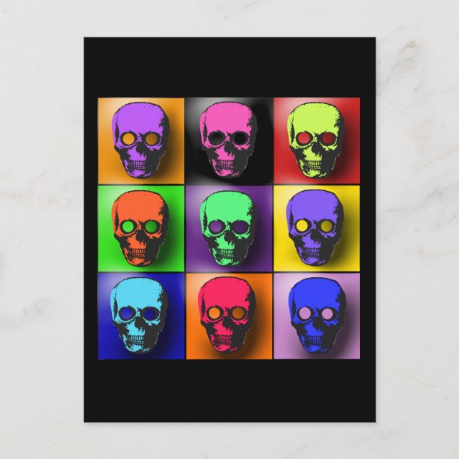 Pop Art Skulls Halloween Design Postcard (Front)
