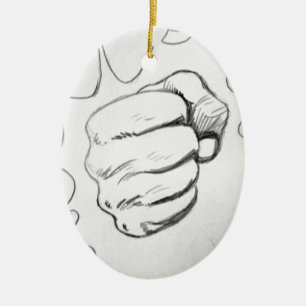 Pop Art Smash Punch Pencil Sketch Ceramic Tree Decoration