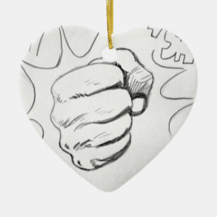 Pop Art Smash Punch Pencil Sketch Ceramic Tree Decoration