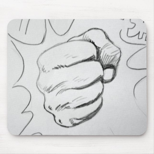 Pop Art Smash Punch Pencil Sketch Mouse Mat (Front)
