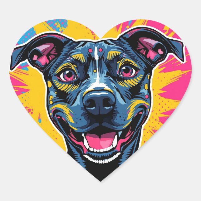 Pop Art Smile – The Power of a Happy Dog Heart Sticker (Front)