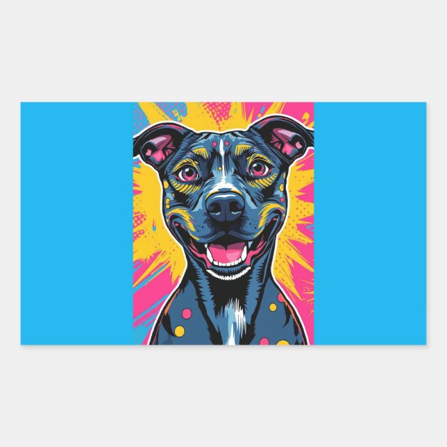 Pop Art Smile – The Power of a Happy Dog Rectangular Sticker (Front)