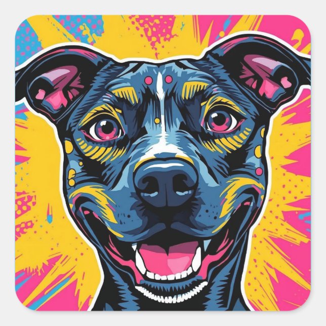 Pop Art Smile – The Power of a Happy Dog Square Sticker (Front)