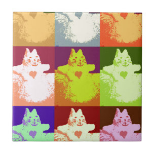 Pop Art Snow Kitty Tile