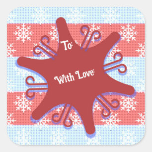 Pop Art Snowflake Christmas Holiday To From Square Sticker