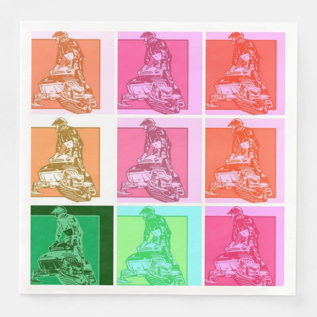 Pop Art Snowmobiler Napkin (Front)
