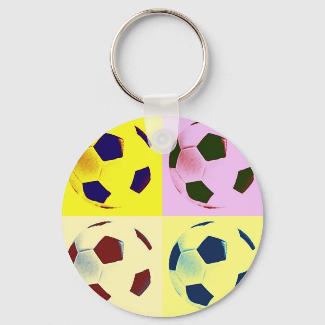 Pop Art Soccer Balls Key Ring (Front)