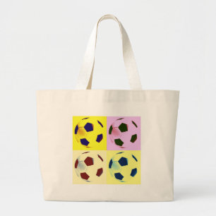 Pop Art Soccer Balls Large Tote Bag