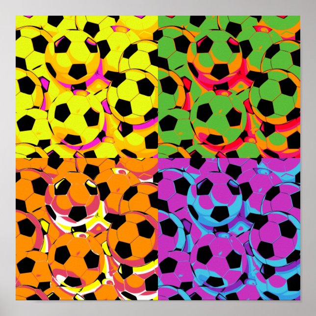 Pop Art Soccer Balls Poster (Front)