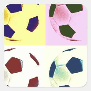 Pop Art Soccer Balls Square Sticker