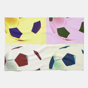 Pop Art Soccer Balls Tea Towel