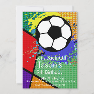 Pop Art Soccer Birthday, Football, Futbol  Invitation