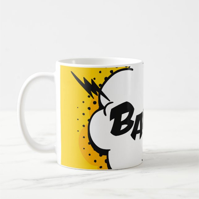 Pop art speech bubble drawing with text. Cartoon s Coffee Mug (Left)