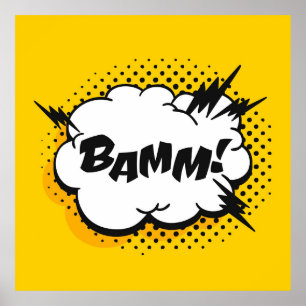Pop art speech bubble drawing with text. Cartoon s Poster