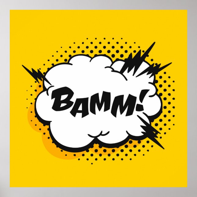 Pop art speech bubble drawing with text. Cartoon s Poster (Front)