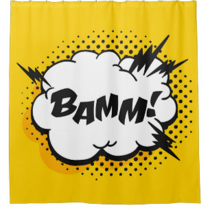 Pop art speech bubble drawing with text. Cartoon s Shower Curtain