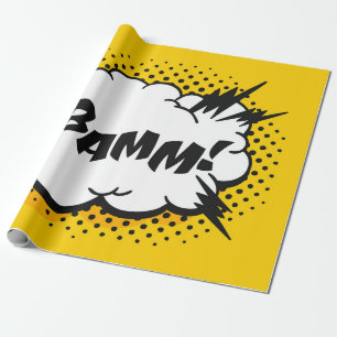 Pop art speech bubble drawing with text. Cartoon s Wrapping Paper