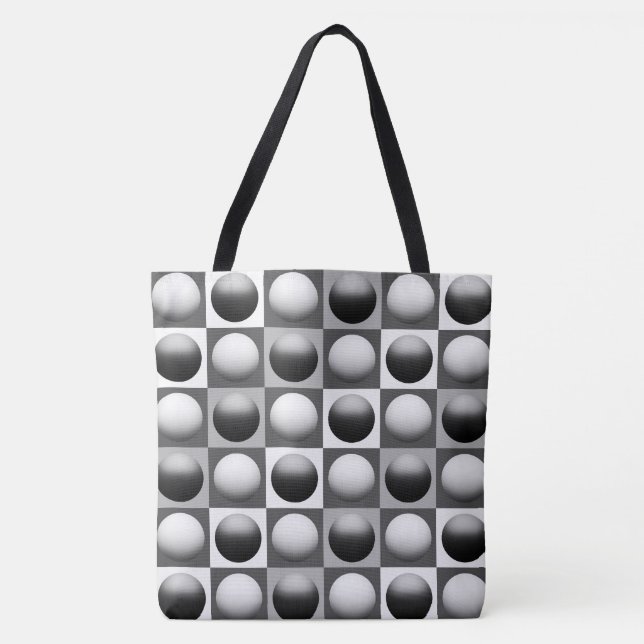 Pop Art Spheres, Black, White and Grey / Grey Tote Bag (Front)