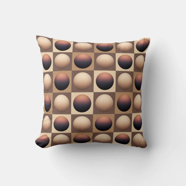Pop Art Spheres, Chocolate Brown and Beige Cushion (Front)