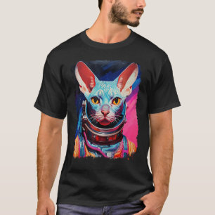 Pop Art Sphynx Hairless Cat Space Astronaut T-Shirt