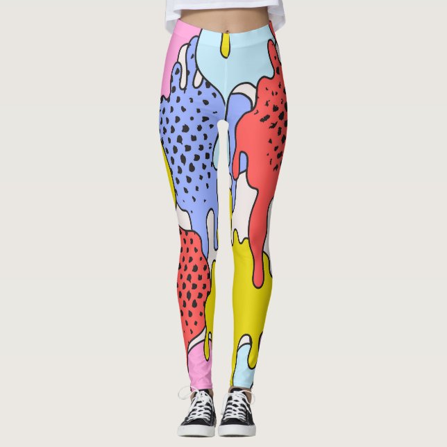 Pop Art Splatter: Comic Drama Leggings (Front)
