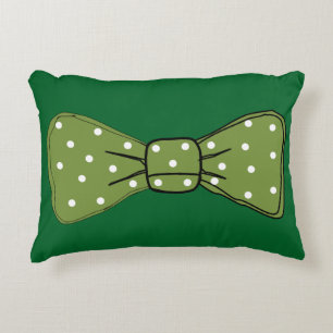 Pop Art Spotty Green Bow Tie Decorative Cushion