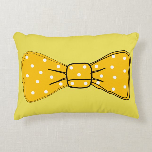 Pop Art Spotty Yellow Bow Tie Decorative Cushion (Front)