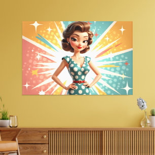 Pop Art Star - 3D Vintage Cartoon Canvas Print