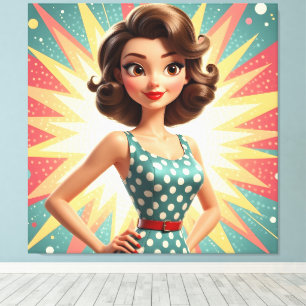Pop Art Star - 3D Vintage Cartoon Canvas Print